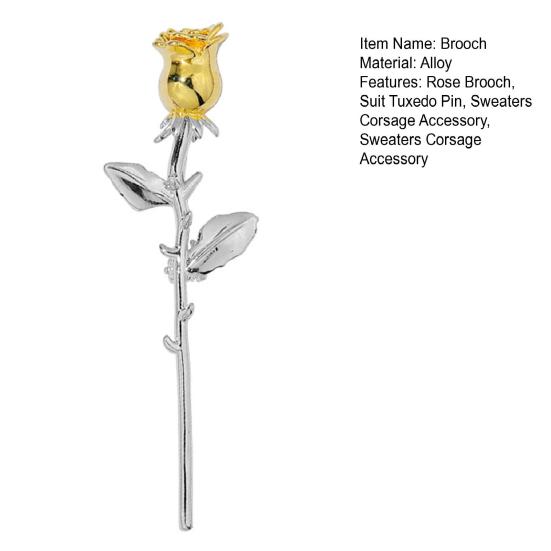 Rose Brooch Pin for Men Women Floral Lapel Stick Brooch Pin Suit Tuxedo Sweaters Dress Corsage Accessory Gift for Birthday Anniversary