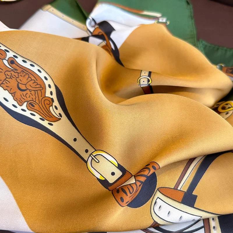 Silk Scarf for Women Luxury Hijab Hair Bands  Square Neckerchief Female Satin Shawl Ribbon Headband Fashion Wraps Bandana