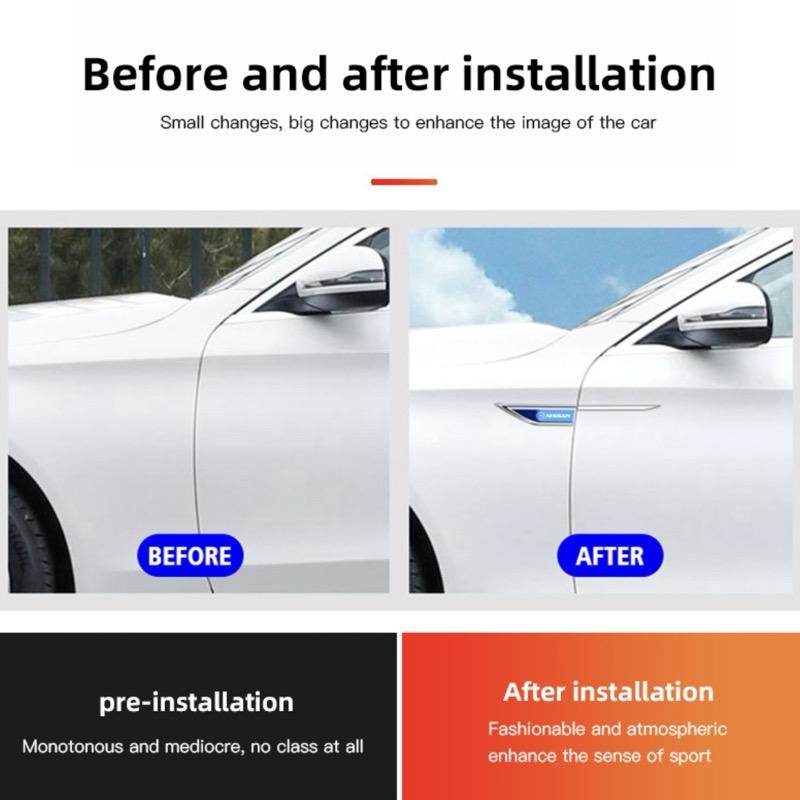 2Pcs Car Styling Side Fender Body Emblem Stickers Knife Badges Decoration For Nissan Qashqai Juke Pulsar Sentra Altima Patrol