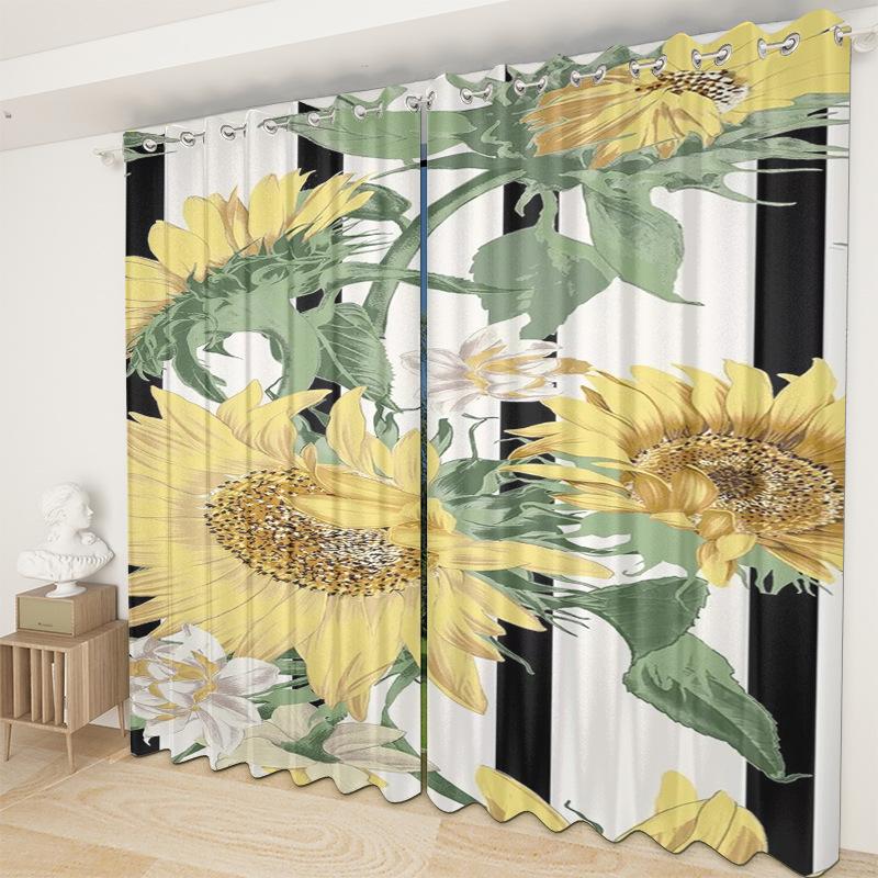Sunflower Curtain Cloth Bedroom Living Room Balcony Blackout Curtain Office Hotel Insulation Curtain