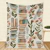 Vibrant Book & Floral Design Flannel printed blanket suitable for all seasons suitable for living room office sofa and travel