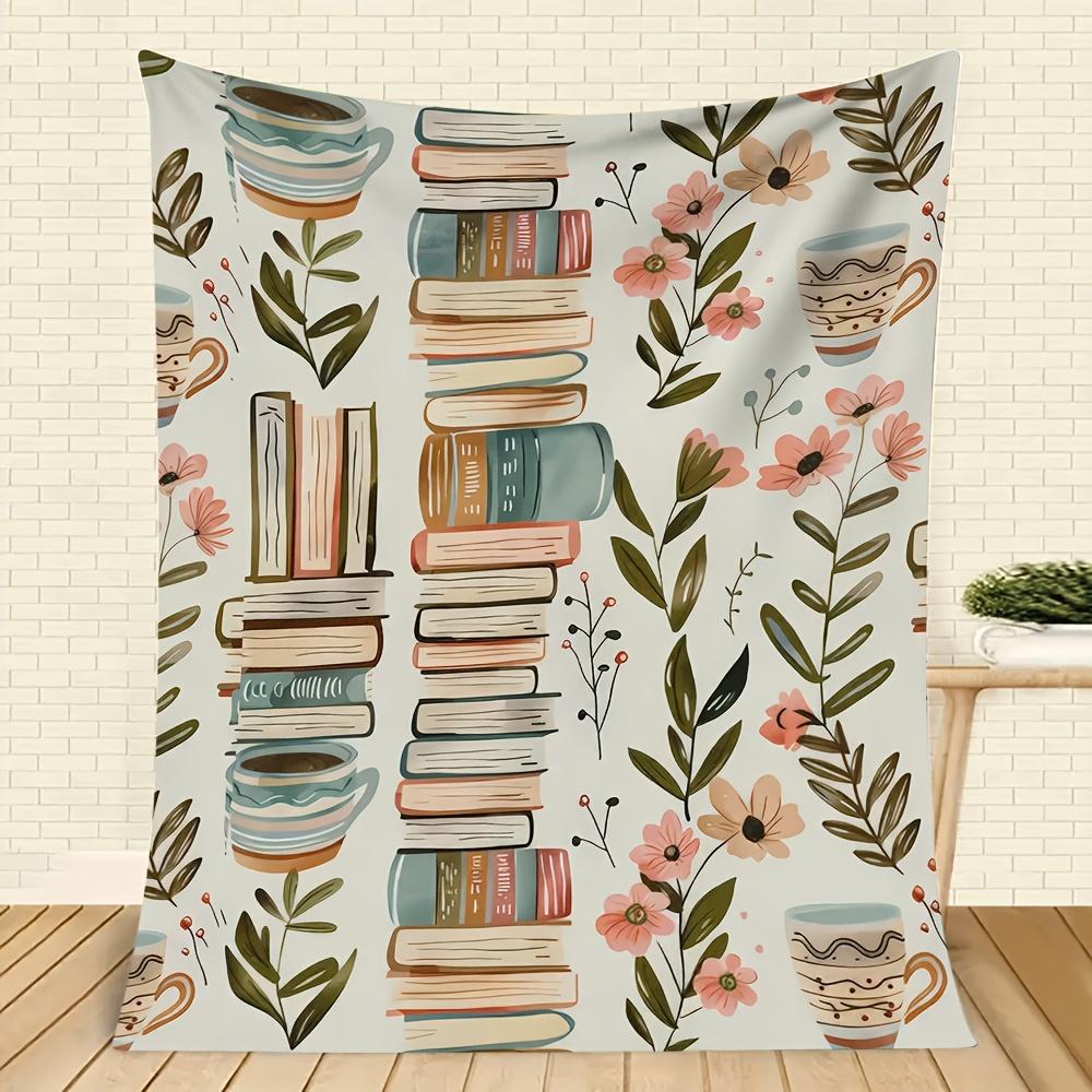 

Vibrant Book Floral Design Flannel printed blanket suitable for all seasons suitable for living room office sofa and travel 75x100cm (30x40inch)