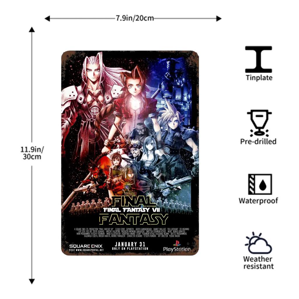 Final Fantasy Tactics The Lying Heart Poster Vintage Tin Metal Sign Decorative Plaque for Pub Bar Man Cave Club Wall Decoration