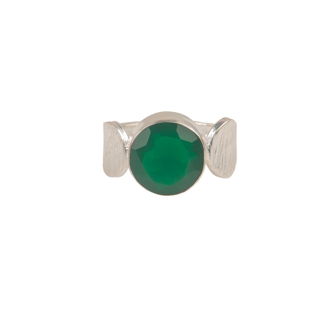 Handcrafted Green Onyx Gemstone 925 Sterling Silver Jewelry Promise Ring For Her RR-1-37