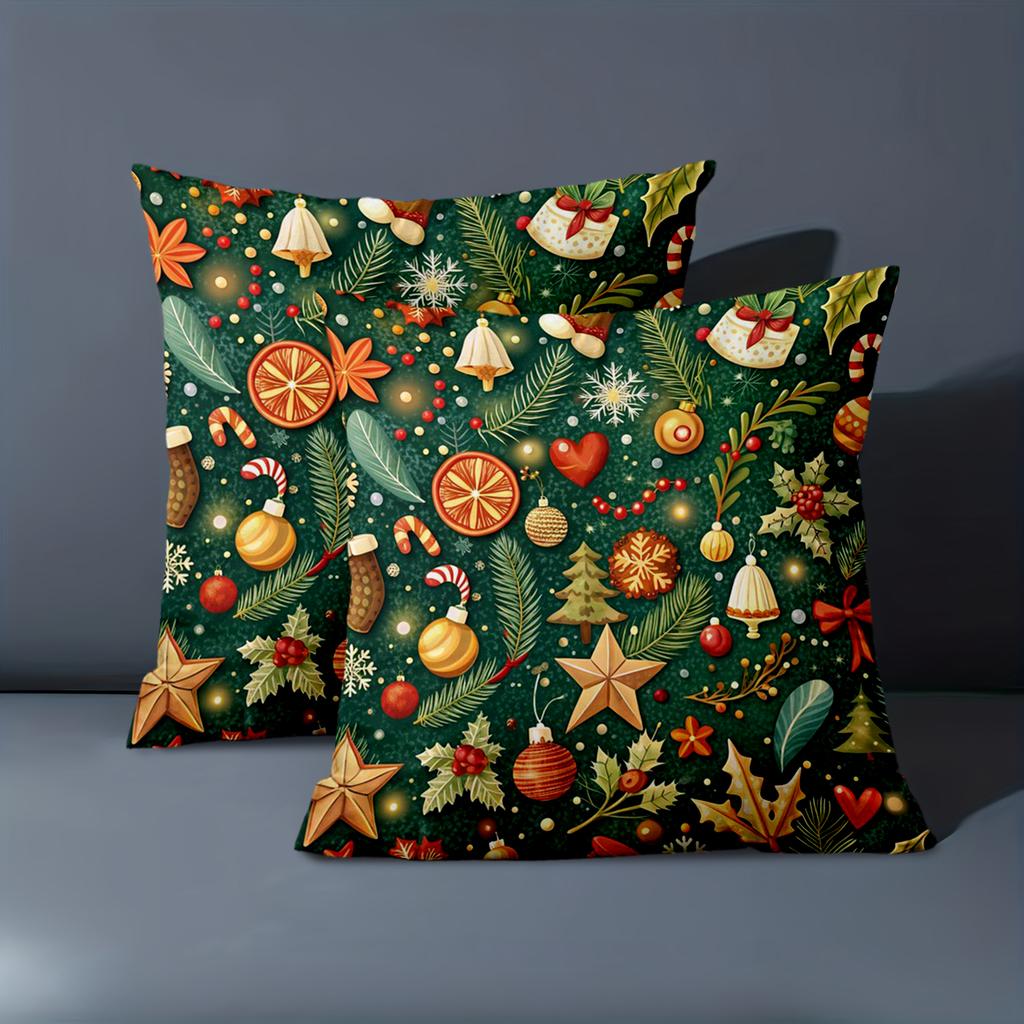 1 pieces-2D flat printing Christmas Patterned Throw Pillows Decorative Cushions Polyester pillowcase sofa decorative cushion cov