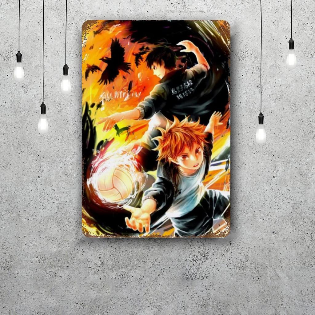 Haikyu Hinata Animation Vintage Metal Tin Signs Posters Decor Retro Metal Plaque Wall Art Decor for Garage Bar