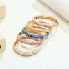 Vintage Palace Fresh Colorful Oil Drop Clover Five-Petal Flower Open Bangle Stackable Bracelet Jewelry for Women