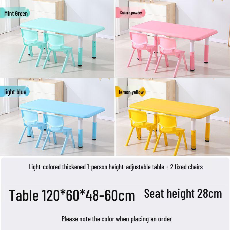 Children's Rectangular Plastic Learning Table & Chair Set with Building Block Surface