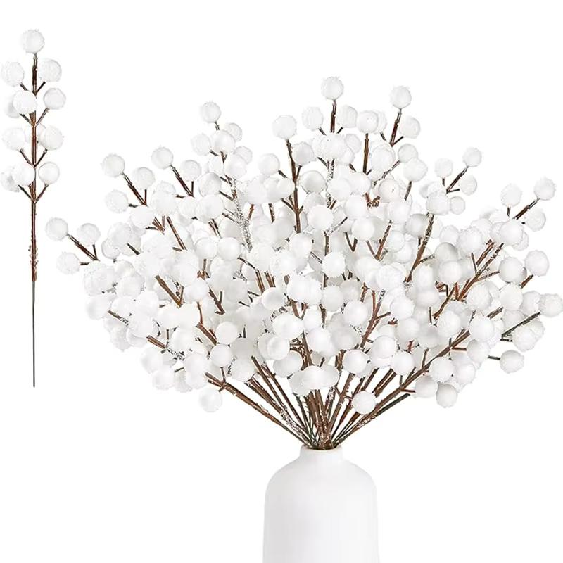 

5/10Pcs Chritsmas Decoration Snowflake Red Berry Branche Chritsmas Tree Pendant for Home Decor Xmas New Year 2025 Gift Accessory 5Pcs білий