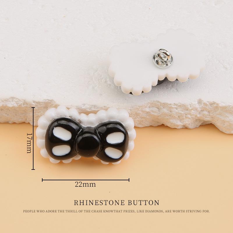 5pcs Children'S Clothes Sweater Buttons Cartoon Bow Buttons Baby Cardigan Jacket Cute Flower Decoration Black And White Buttons