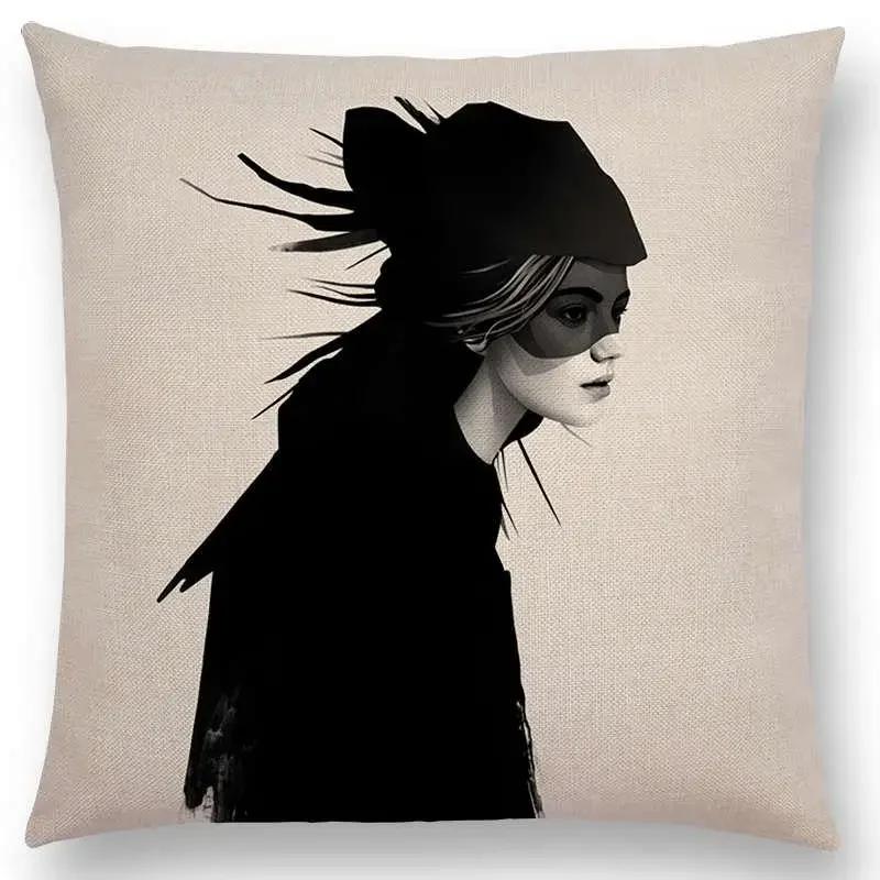 New Black White Style Wonder GirlSofa Pillow Case Elegant Lady Miracle Beauty Portrait Noble Mind Gorgeous Ideas Cushion Cover