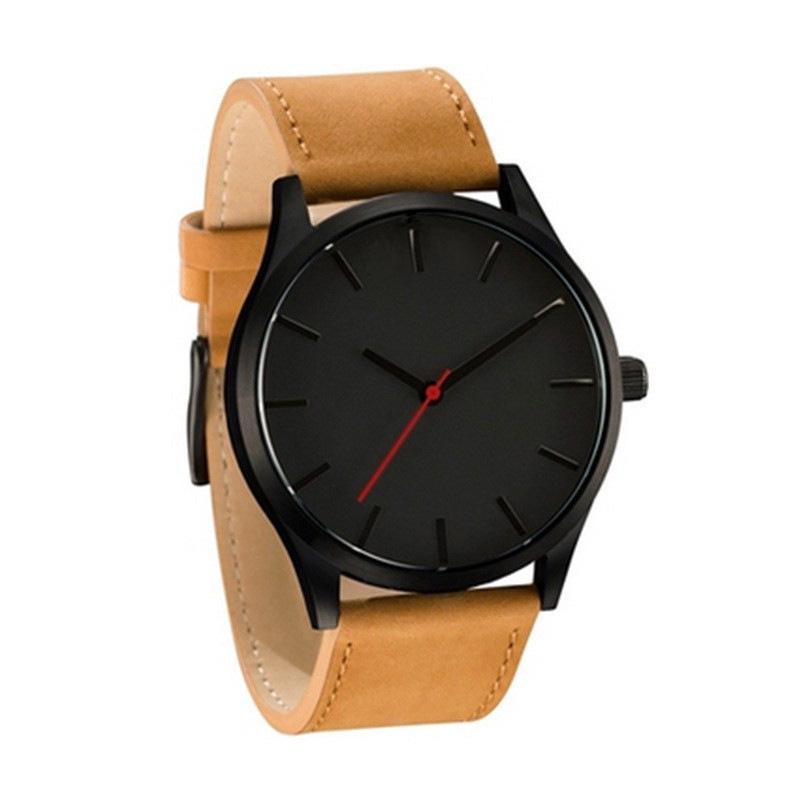 European & American Large Dial Men s Quartz Wristwatch - Elegant Business Leather Strap