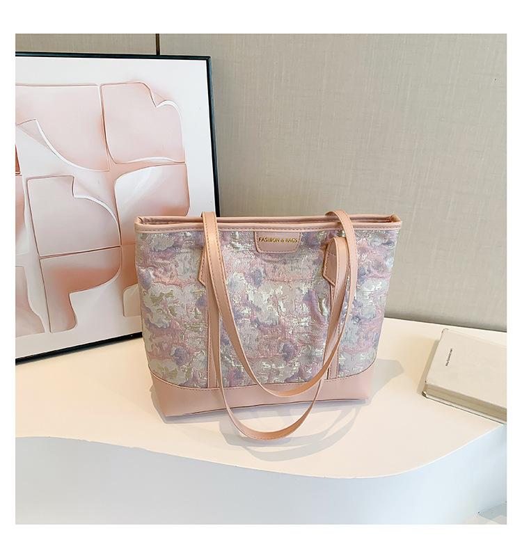 

Нова китайська стильна сумка національного стилю великої місткості для поїздок на роботу жіноча 2024 нова літня повсякденна робоча сумка тоут на одне плече велика сумка рожевий