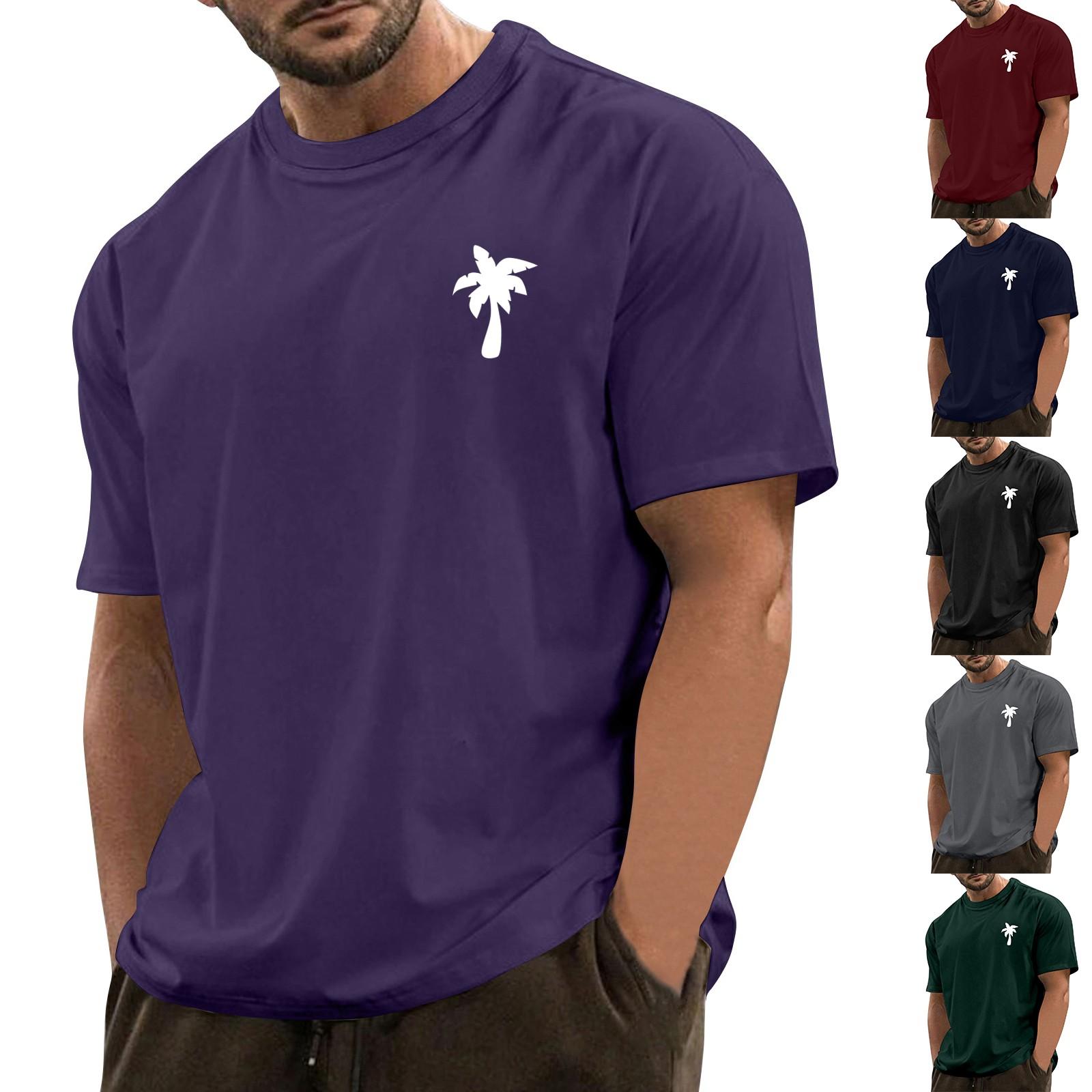 

Мужская модная повседневная футболка с круглым вырезом и короткими рукавами с гавайским принтом L