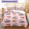 3pcs Pusheeen Design Cover Set - HD Printed Bedding with 1 Cover and 2 Pillowcases - Perfect for Home and Dorm Decor