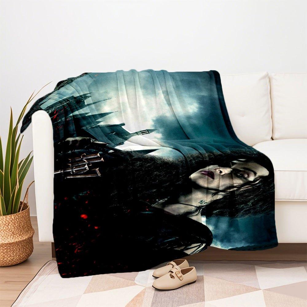 Vampire Gothic Castle Wall Art Print PosterBlanket Flannel Throw Blanket for Sofa, Bed, Travel, Camping, Office, Couch, Chair