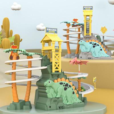 Dynamická otočná dinosauria dobrodružná šmykľavka a lezecká dráha - Vzdelávacia elektrická hračka pre deti