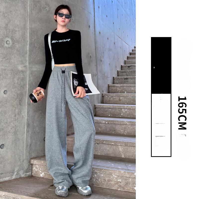Banana Sports Pants Women's Autumn/winter Solid Straight Loose Sweatpants Casual Narrow Curved Knife Wide Leg Pants