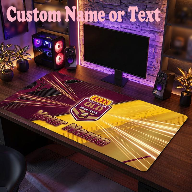 Queensland Maroons Customized Name Text Mouse Pad, Large Desk Mouse Mat Personalized Home Office Present