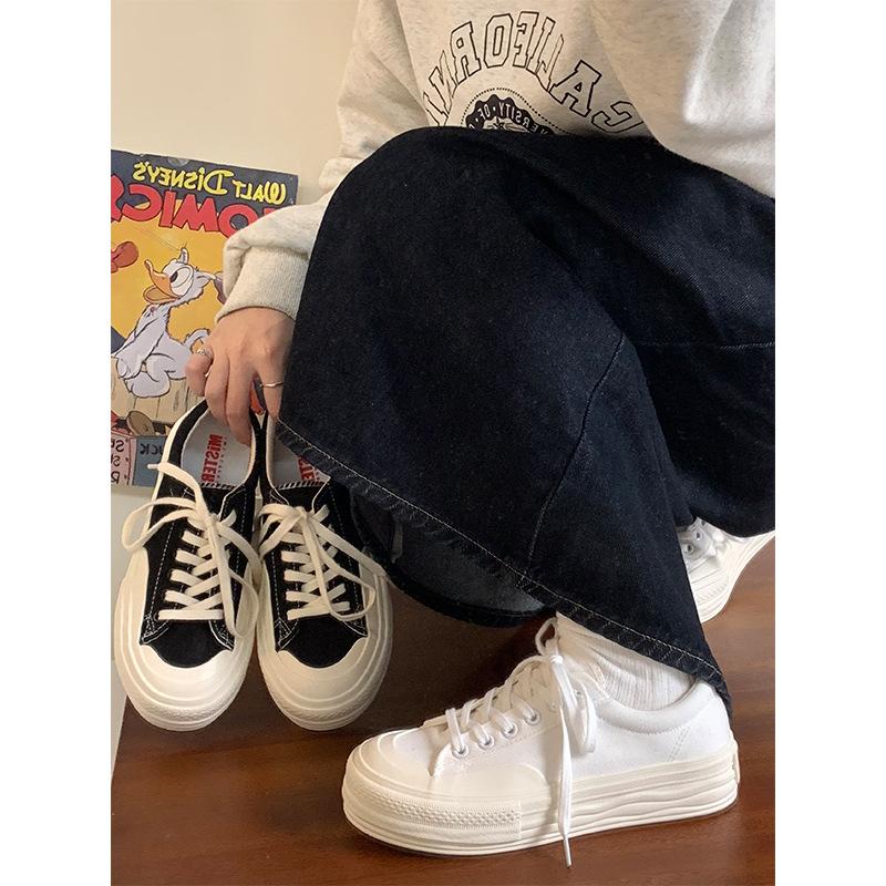 Platform Canvas Shoes Women's Dissolving Shoes Cute Japanese Big Head Shoes 2026 Spring and Autumn New Student Versatile Little White Shoes Women