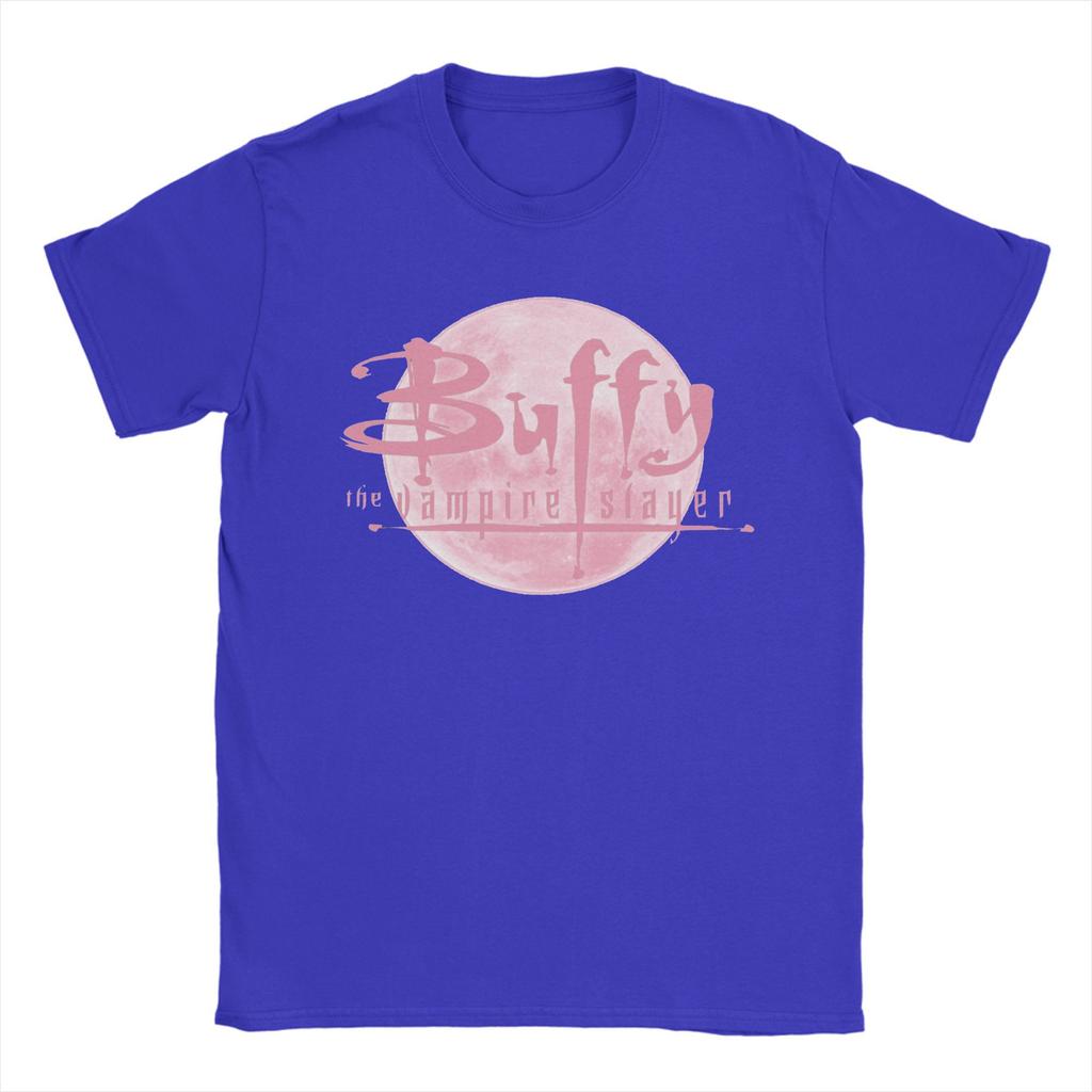 Pink Moon Men's T Shirt Buffys The Vampire Slayers Casual Tee Shirt Short Sleeve Round Neck T-Shirt Cotton Graphic Clothes