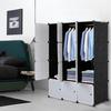 12 Cube Organizer Stackable Plastic Cube Storage Shelves Design Multifunctional Modular Closet Cabinet with Hanging Rod White Doors and Black Panels