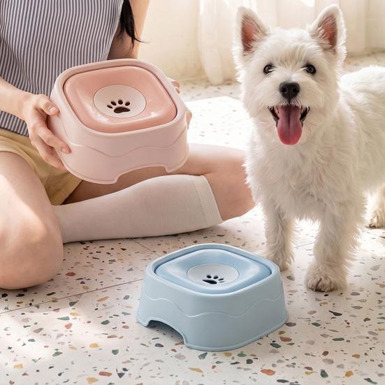 Cat Water Bowl Pet with Floating Disk, No Spill Dispenser Food Grade Plastic for Dogs Cats, Splash Proof Slow Drink Feeder Detachable Container