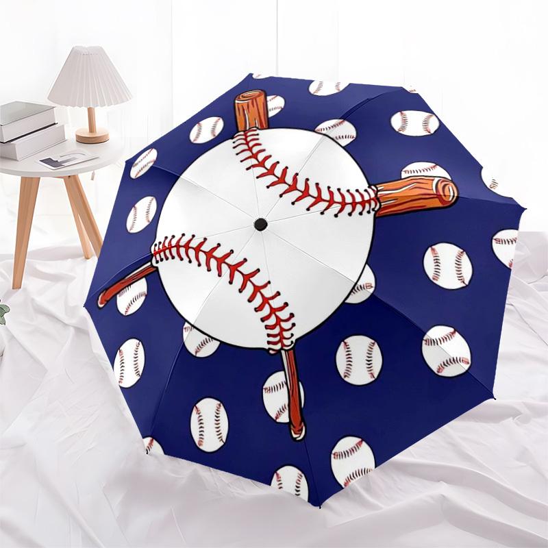 1pc Baseball Pattern with Bats and Balls Umbrella with Plastic Handle,Suitable for All Seasons Home Travel Outdoor UmbrellaDD071