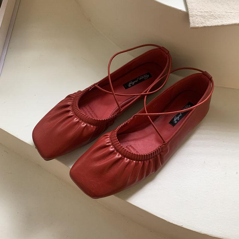 Fashion Soft Female Fashion Square Toe Ladies Flats With Shoes Casual Footwear Shallow Women Ballet Flats Slip On Shoes