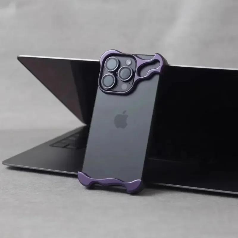 Titanium Metal Phone Case for IPhone 16 15 14 13 Pro Max Lens Film Aluminum Alloy Corner Pad Bumper Shockproof No Border Cover