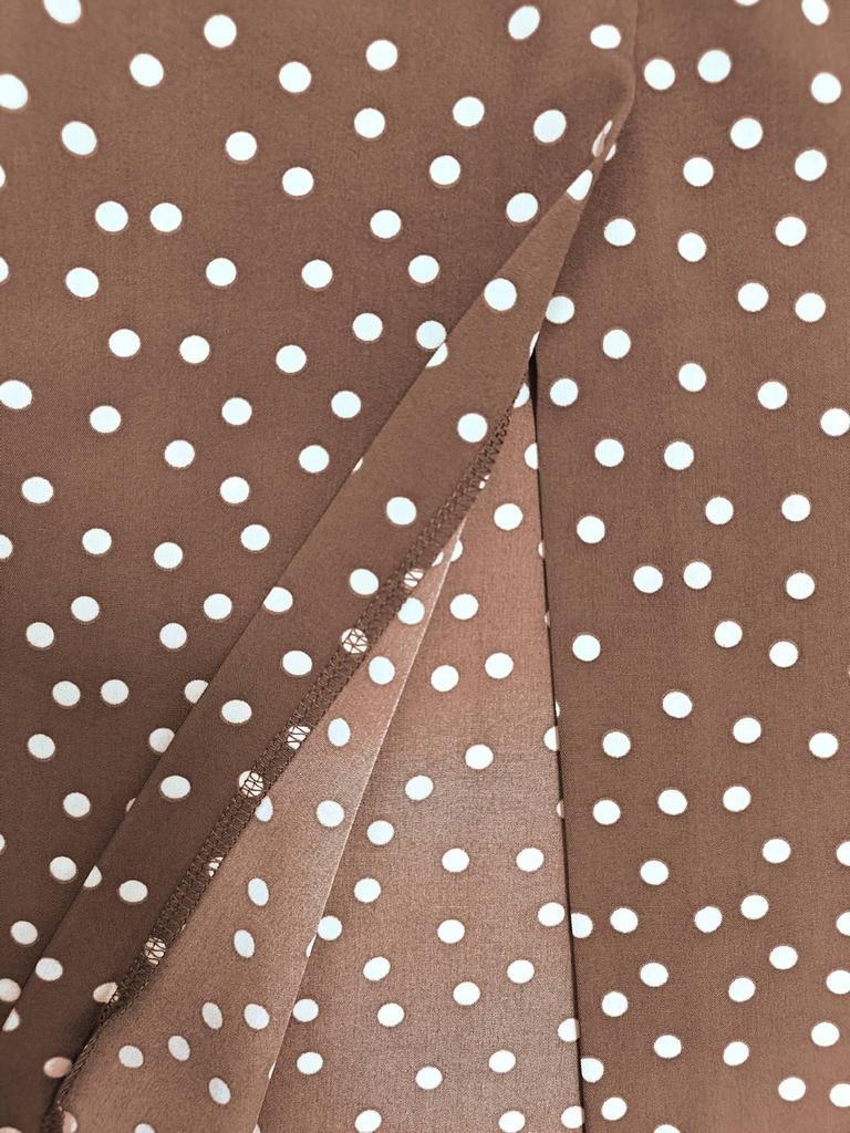 Retro Polka Dot Deep V-Neck Cinched Waist Midi Dress - European and American Vacation Style