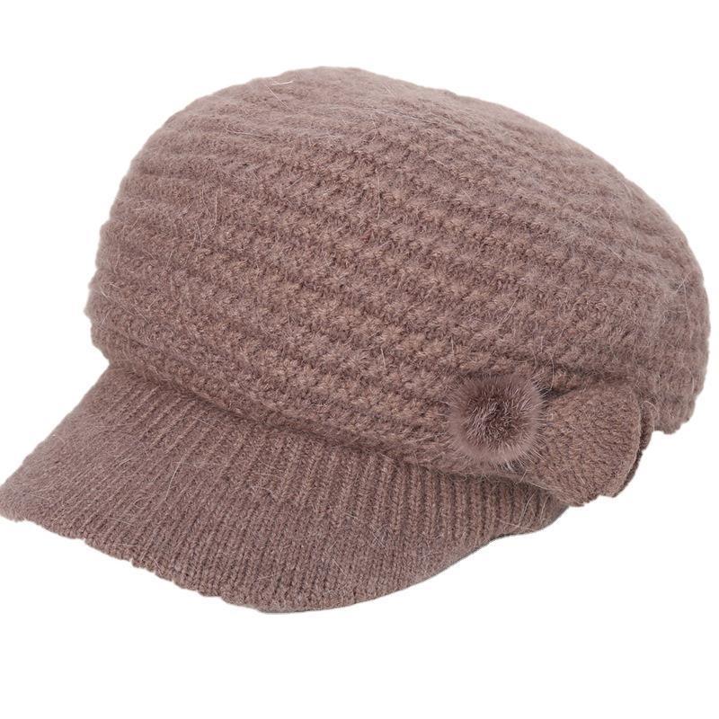 Duck Tongue Hat Women's Autumn Winter Knitted WoolenHats & Caps Velvet Insulation Cold Resistance Fashion Beret Hat