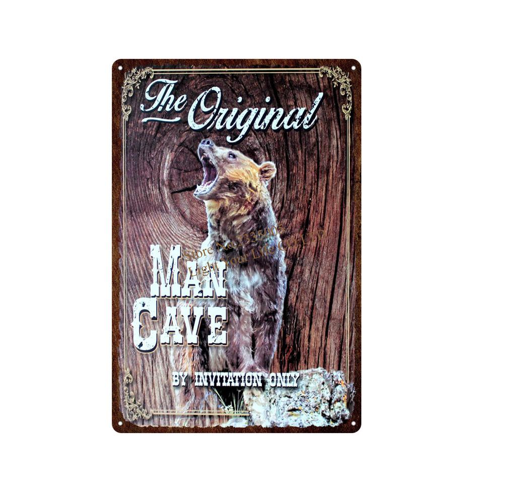 Hunting Fishing Wolf Cave Metal Painting Retro Signs Wall Bar Garage Home Art Decor Cuadros Wall Sticker XCM Poster Sign