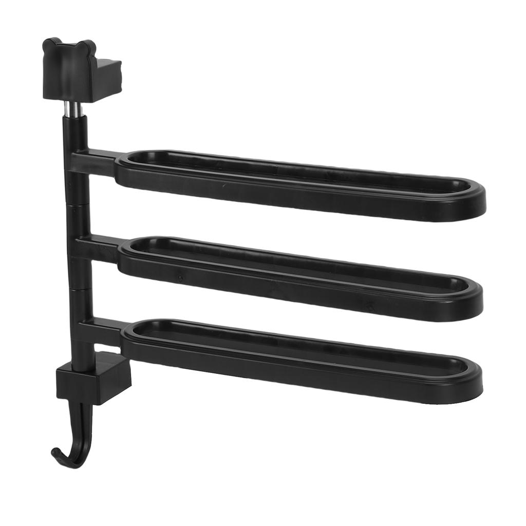 Towel Bar High Strength ABS Multi Arm Wall Mounted Towel Rack Holder with Hook for Bathroom Black