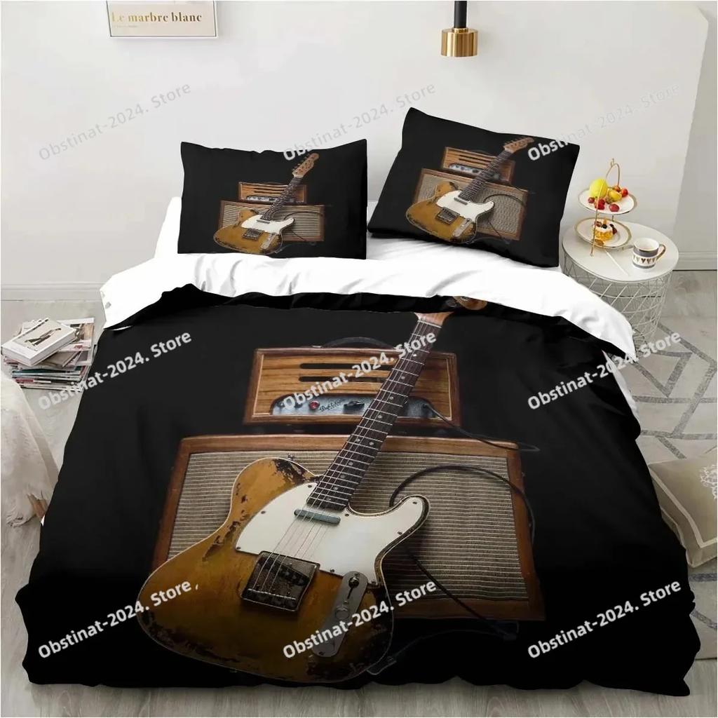 Fender Music Twin Bedding Guitar Set Bedding Set Print With Pillowcase Bed Duvet Cover Soft Single Double Queen Super King Size