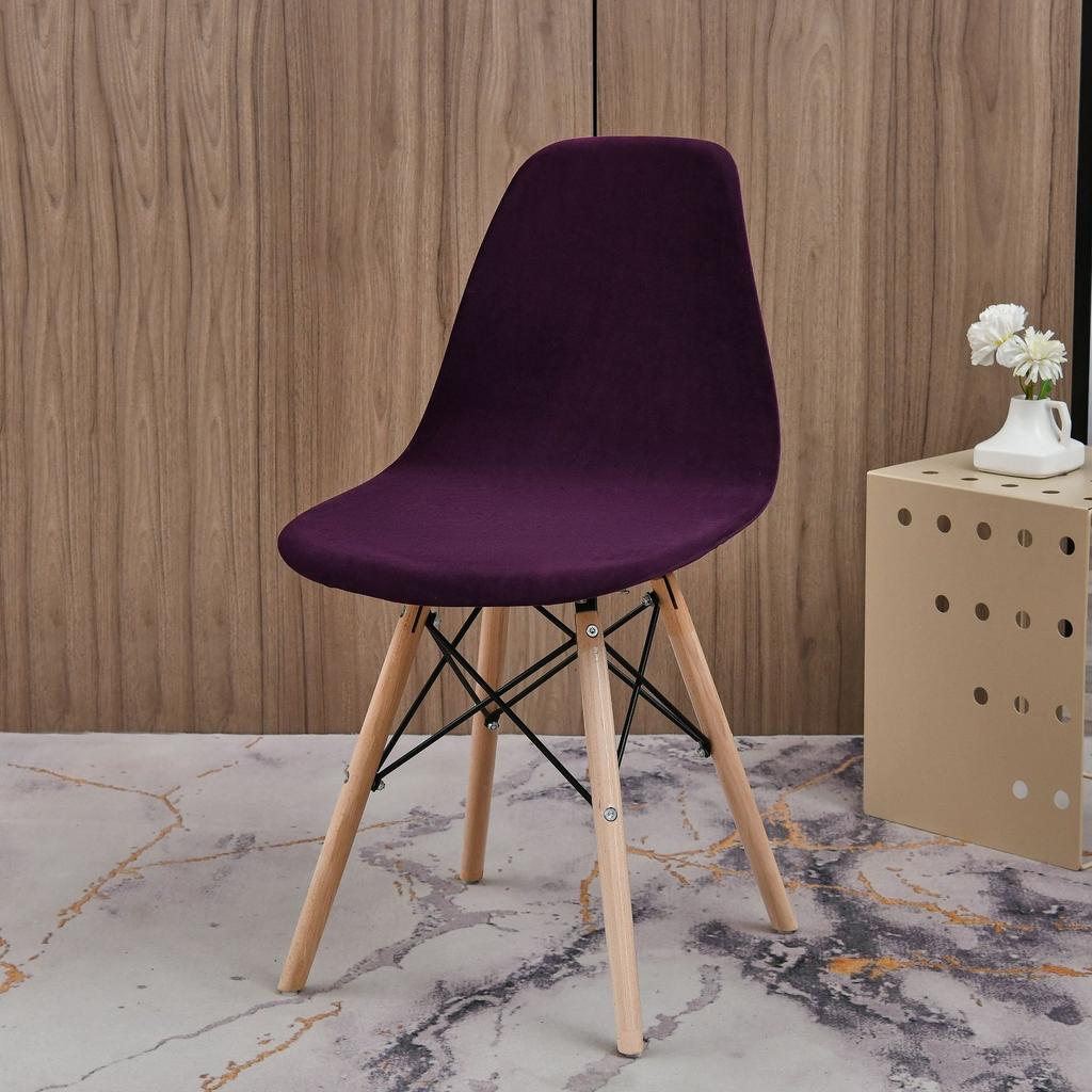 Velvet Shell Chair Cover Solid Color Stretch Nordic Round Chair Covers Elastic Dining Seat Cover Home Hotel Party Banquet 2025