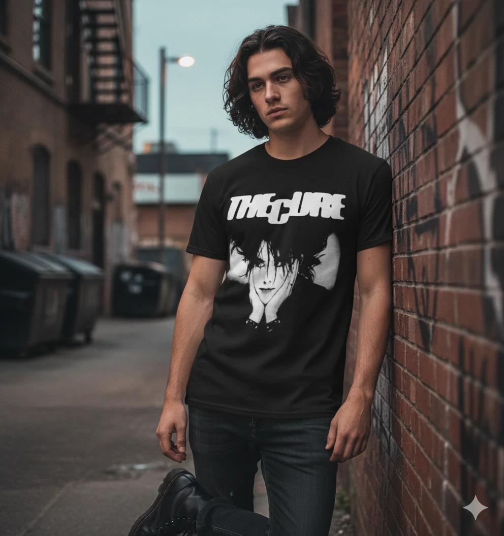 Unisex Adult Casual Graphic The Cure Robert Smith Portrait T-Shirt ... L