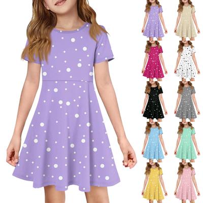 Girl Summer Dress Color & Print Short Sleeve Dress With Pocket Casual Dress Shorts Sleeve Party Dress Easter Day