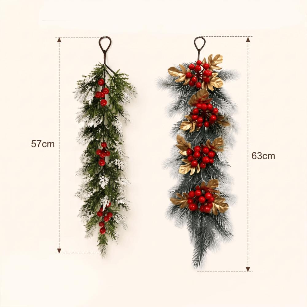 Red Berries Christmas Artificial Greenery Frosted Christmas Garland  Fireplace Decoration