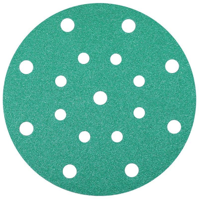 

6-Inch 17-Hole Ceramic Green Flocking Sandpaper Disc for Car Sanding and Polishing