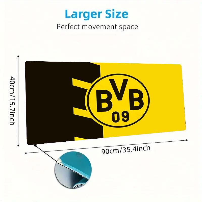 Podkładka pod mysz Borussia Dortmund, Duża mata na biurko do gier, Antypoślizgowa podkładka pod mysz XXL na laptopa i tablet, Mata do gry na mini PC ze zszywanymi krawędziami