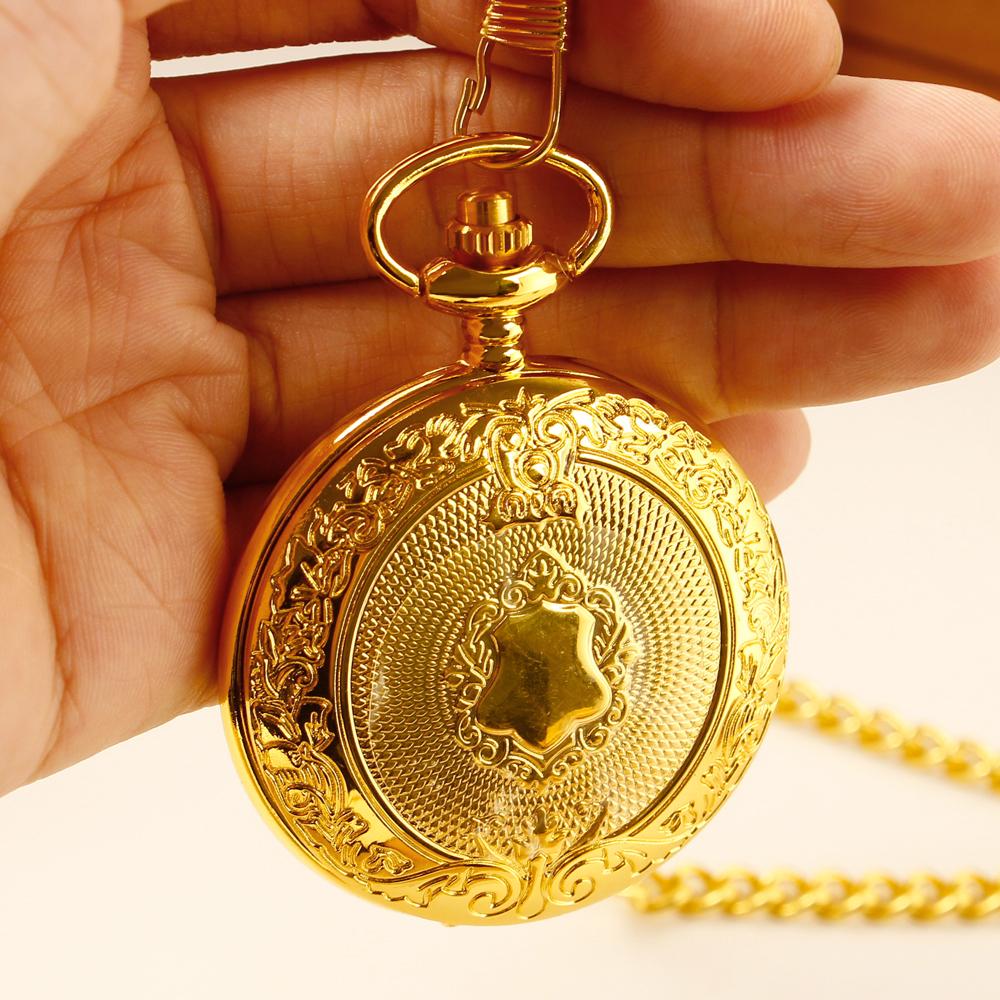 10pcs/lot Wholesale Luxury Gold Vintage Quartz Pocket Watch Pendant for Men Women Necklace Chain Clock Souvenir Gift