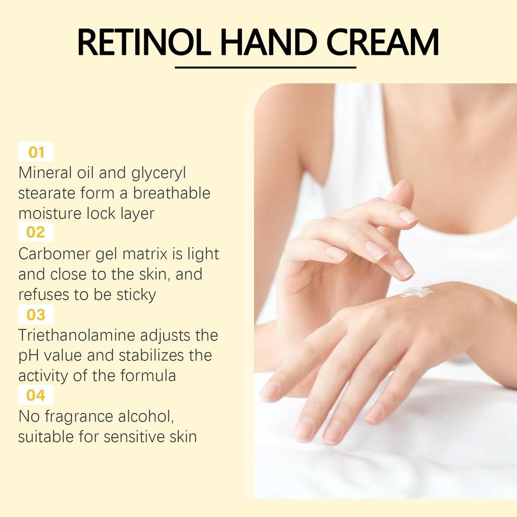 50g Retinol Feuchtigkeitsspendende Handcreme Sheabutter Feuchtigkeitspflege für feine Linien an den Händen Verbesserung von Trockenheit Nährstoffversorgung