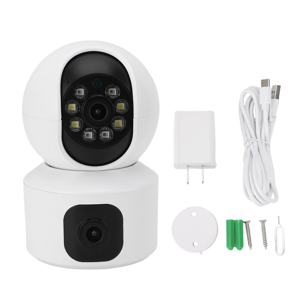 Dual Lens Security Camera Support WiFi Bluetooth Motion Detection Tracking 2 Way Talk Home Security