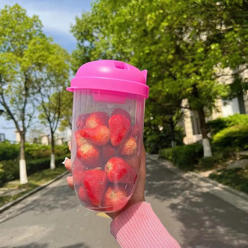 Portable Salad Cup With Fork Fresh Salad Container Bottle Vegetable Fruit Breakfast Lunch Carry To Go For Work Travel Picnic