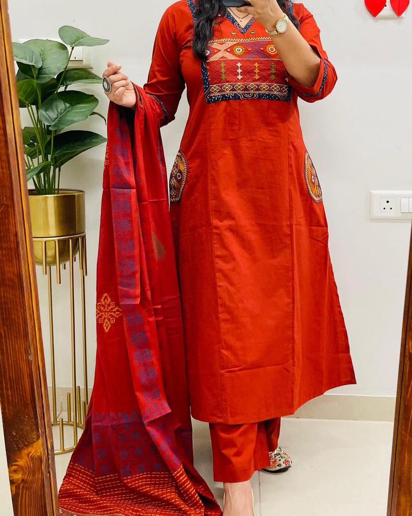 Indian Designer Party Wear Salwar Suit Kurti Women Party Wear Cotton Top Tunic Kurta Pant Dupatta Set