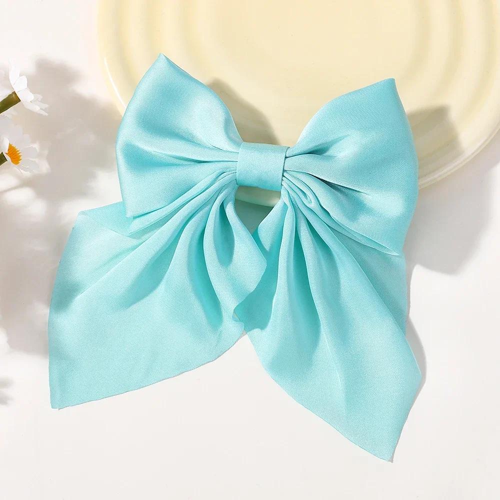 1Pcs Girls Solid Color Satin Butterfly Barrettes Fresh Color Hairbows Ponytail Clip Women Travelling Headwear Hair Accessories