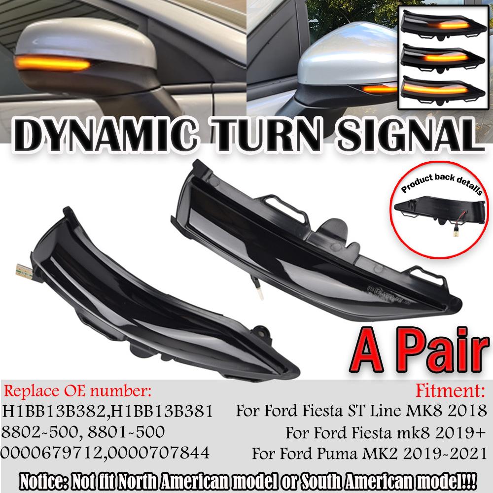 For Ford Fiesta MK7 VII 2019 2020 / UK MK8 VIII Dynamic Turn Signal Light LED Side Rearview Mirror Sequential Indicator Blinker
