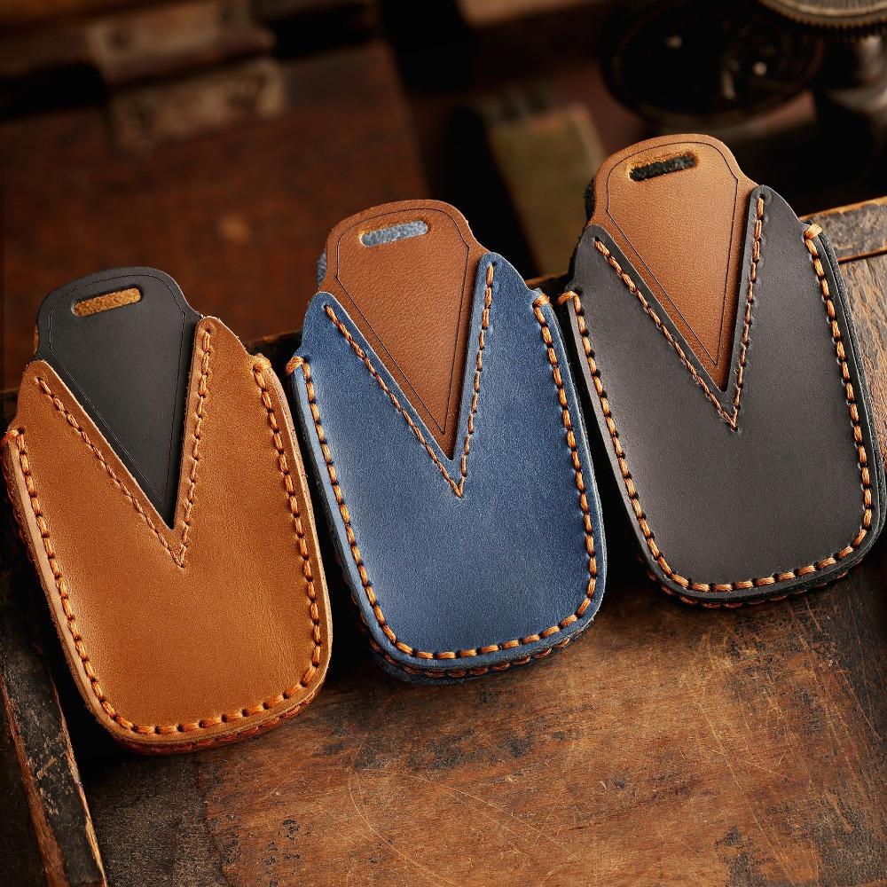 Handgjort Nyckelskydd i Äkta Läder för Toyota Sienna Alphard Vellfire Kreativt Bilnyckelfodral