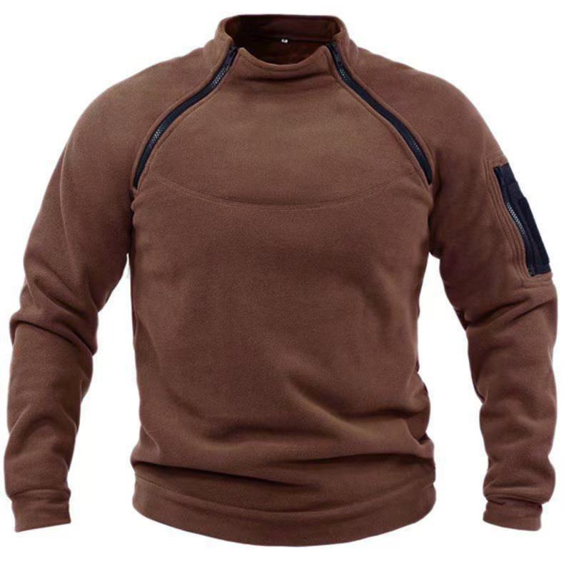 Men's Tactical Fleece Zipper Pullover Jacket - Stand-up Collar for Autumn/Winter Outdoor Sports